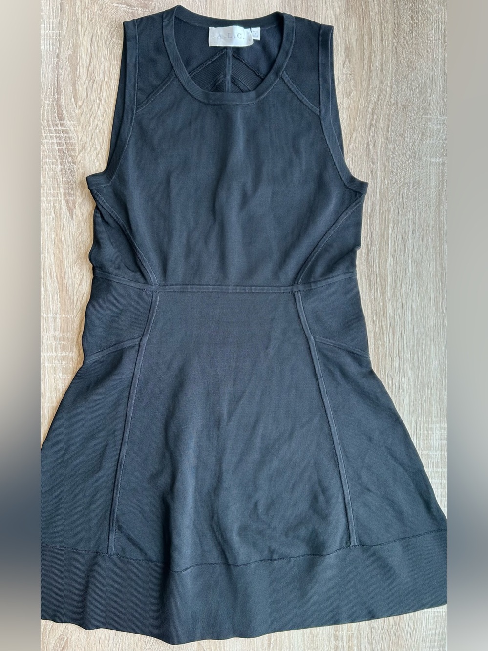 A.L.C. Black Sleeveless Fit-and-Flare Dress Large L
